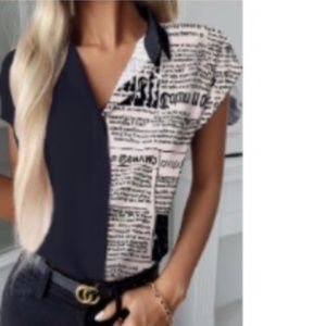 Brand New - Newspaper print shortsleeved shirt